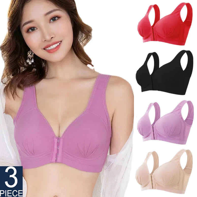 Bras for Women Bralette Female Underwear Push Up Large Size Front Button Bra Wireless Lingerie Top