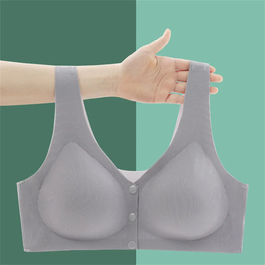 Maternity Nursing Bra Front Button Underwear Women'S Large Elastic Non-Wired Vest Style Large Size Bra Vest Removable Chest Pad